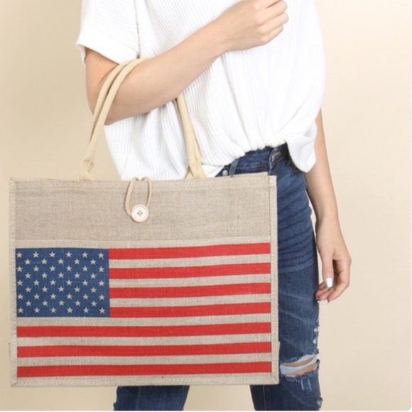 American Flag tote - bag Structured
Burlap Tote New approx 18x24x2-1/2 B… - Picture 14 of 14